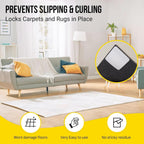 Alien Grip Rug Gripper Carpet Tape - 20pcs, 4x4 in. Anti-Slip Hardwood, Tile Floor, No Damage - Double Sided Reusable, Non Slip Corner Rug Pads - As Seen on TV