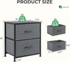 Fabric Dresser 2 Drawers, Nightstands with Adjustable Feet, End Table for Bedroom, Set of 2 - Modern Storage Cabinets