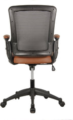 Ergonomic Office Chair with Mesh Back Rest, Height Adjustable with Flip Up Arms and Swivel, Mid-Back Task Home Office Chair, Brown