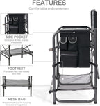 EVER ADVANCED Medium Tall Directors Chair Foldable Makeup Artist Chair Bar Height with Side Table Cup Holder and Pocket Footrest, Supports 400LBS (Grey, Seat Height: 23.2 inches)