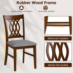 Giantex Upholstered Dining Chairs Set of 2, Farmhouse Fabric Side Chairs w/Cushioned Seats, Patterned Backrests, Sturdy Rubber Wood Frames, Wooden Accent Chairs for Kitchen, Dining Room