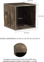 Lavish Home Cube Storage Organizer – Modular Stackable Bookshelf, Customizable Cube Shelf Bookcase, Nightstand or End Table for Living Room, Bedroom, Dorm (Gray Woodgrain)