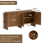Walnut Sideboard Buffet Cabinet, Wood Storage Credeza with 4 Doors and Adjustable Shelves, Mid-Century Console Cabinet for Living Room, Kitchen, Hallway, Entrway (Walnut)