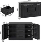 ONBRILL 47" Sideboard Buffet Cabinet with Storage and 3 Drawers, Large Buffet Cabinets with 2 Doors, Console Credenza, Modern Coffee Bar Table w/Adjustable Shelves for Dining Room, Living Room, Black