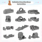 68 Inch Extra Large Modular Kids Play Couch, Toddler Foam Couch, 16Pcs Fort Pillows for Kids, Playroom Decor for Boys and Girls, Grey-Castle Wall