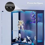 Lamtor 69-inch Glass Display Cabinet – Curio Cabinet with RGB LED Lights, Adjustable Shelves & Anti-Tip Design for Collectibles, Figures, Living Room | Black