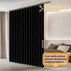JILRON Accordion-Style Room Divider with Ceiling Track - Foldable Partition Curtain, Easy Installation(Black 100" W x 84" L-Pack of 1)