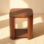 Ovelo End Table Solid Wood Oak Side Table with Storage Shelf, Modern Small Accent Table, White Oak Finish Brown 2 Tier Nightstand for Living Room, Bedroom, Sofa Side Table