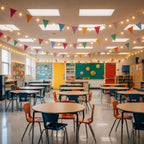 80 LED Hanging String Lights with Banner Flag Decor for Classroom Include 36ft Pastel Pennant Banner Flag 33ft Battery String Lights for Classroom Bulletin Board Wall Display School Decor
