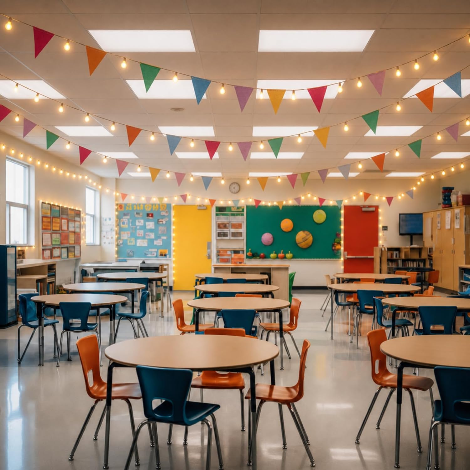 80 LED Hanging String Lights with Banner Flag Decor for Classroom Include 36ft Pastel Pennant Banner Flag 33ft Battery String Lights for Classroom Bulletin Board Wall Display School Decor