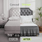Boho Bed Skirt with 16 Inch Drop, Wrap Around Tassel Bed Skirt, Elastic Dust Ruffle with Adjustable Belts, Easy to Put On, Bed Frame Cover, Machine Washable (Gray,Queen 60"x80")