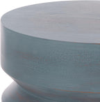 SAFAVIEH Home Collection – Joscelyne Antique Blue Accent Table, Sculptural Modern Round Side Table, Fully Assembled (ACC2328A)