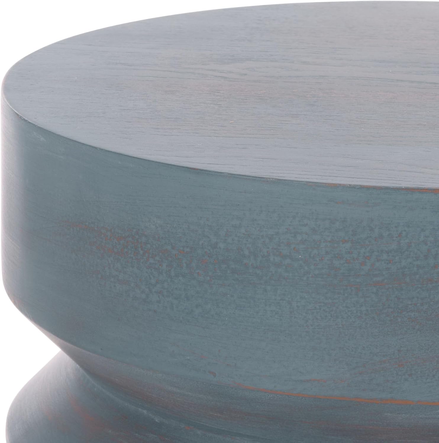 SAFAVIEH Home Collection – Joscelyne Antique Blue Accent Table, Sculptural Modern Round Side Table, Fully Assembled (ACC2328A)