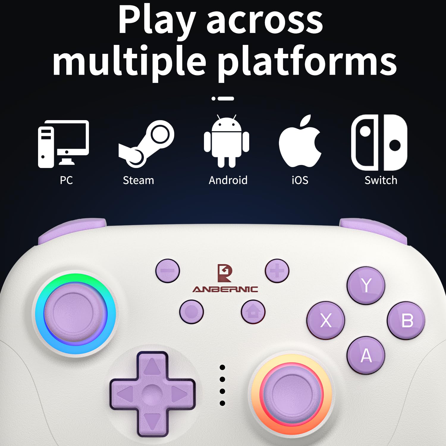 RG P01 Wireless Gaming Controller Compatible with Switch Game Controllers RG P01 2.5G Controller Gamepad for Bluetooth/PC/Steam/iOS/Android/Switch Hall Effect RGB Lights [android,ios,nintendo_switch,windows]
