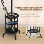 Coat Rack with Umbrella Holder, Coat Rack Freestanding, Metal Coat Tree with 12 Hooks, Modern Coat Hanger Stand for Entryway Living Room Bedroom Office
