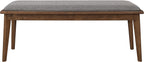 Coaster Home Furnishings - Alfredo - 46-Inch Upholstered Dining Bench - Mid-Century Modern Style with Padded Seat & Tapered Wood Legs - Dining Room, Kitchen - Grey & Natural Walnut - 108083
