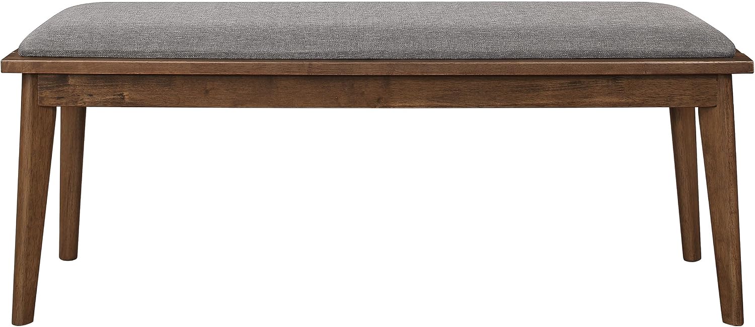 Coaster Home Furnishings - Alfredo - 46-Inch Upholstered Dining Bench - Mid-Century Modern Style with Padded Seat & Tapered Wood Legs - Dining Room, Kitchen - Grey & Natural Walnut - 108083