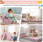 Tiita Folding Sofa Bed for Kids, Toddler Fold Out Couch Bed with Removable Cover, Kids Futon Sleeper Chair Folding Beds Mattress for Children Room, Living Room, Guest Room,Colorful