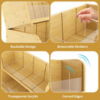 3 Layer Bamboo Tea Bag Organizer, Stackable Tea Storage Holder | Tea Storage Containers with Acrylic Dividers, FSC-certified Bamboo, Easy Assembly