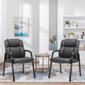 CLATINA Leather Reception Guest Chair, Office Stationary Armchair with Padded Armrests for Meeting Conference Waiting Room Lobby School, Black, 8 Pack