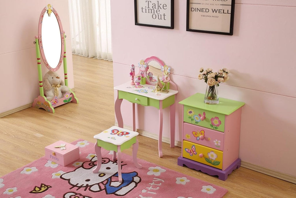 Funnel Layla Girls Flower Vanity Set with Stool