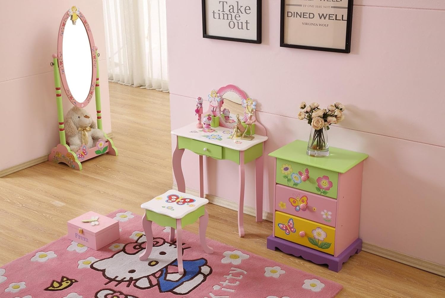 Funnel Layla Girls Flower Vanity Set with Stool