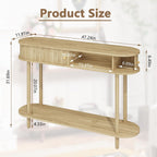 ARTPOWER 47.2" Modern Entryway Table with Wood Tambour Door, Accent Behind Couch Sofa Console Table with Storage, Fluted Side Table for Hallway, Living Room, Foyer, Natural Wood
