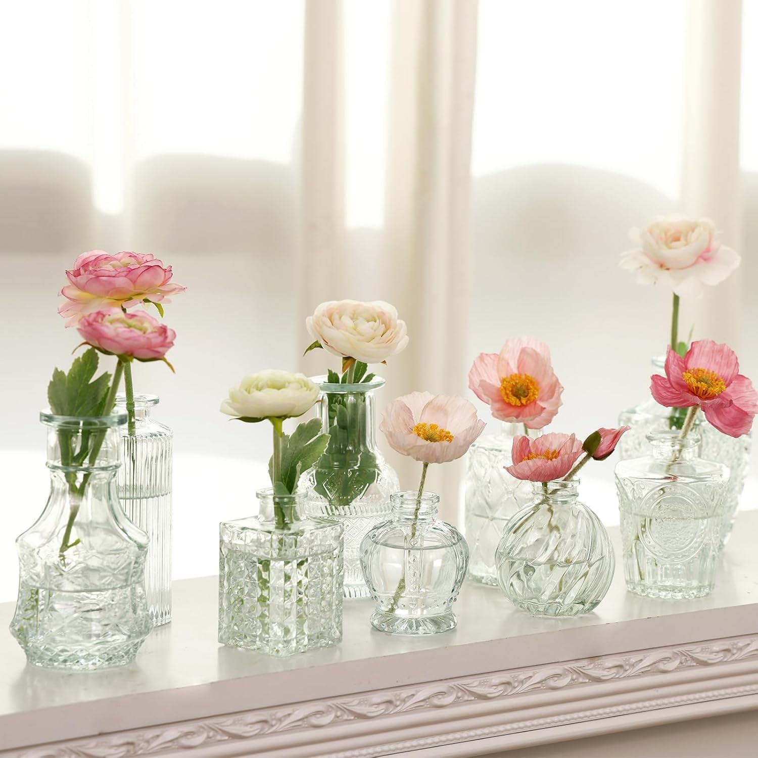 Fixwal 18 Pack Small Bud Vases for Centerpieces, Clear Vases for Flowers Glass Flower Vases in Bulk, Vintage Decorative Vases for Wedding Rustic Home Table Decor