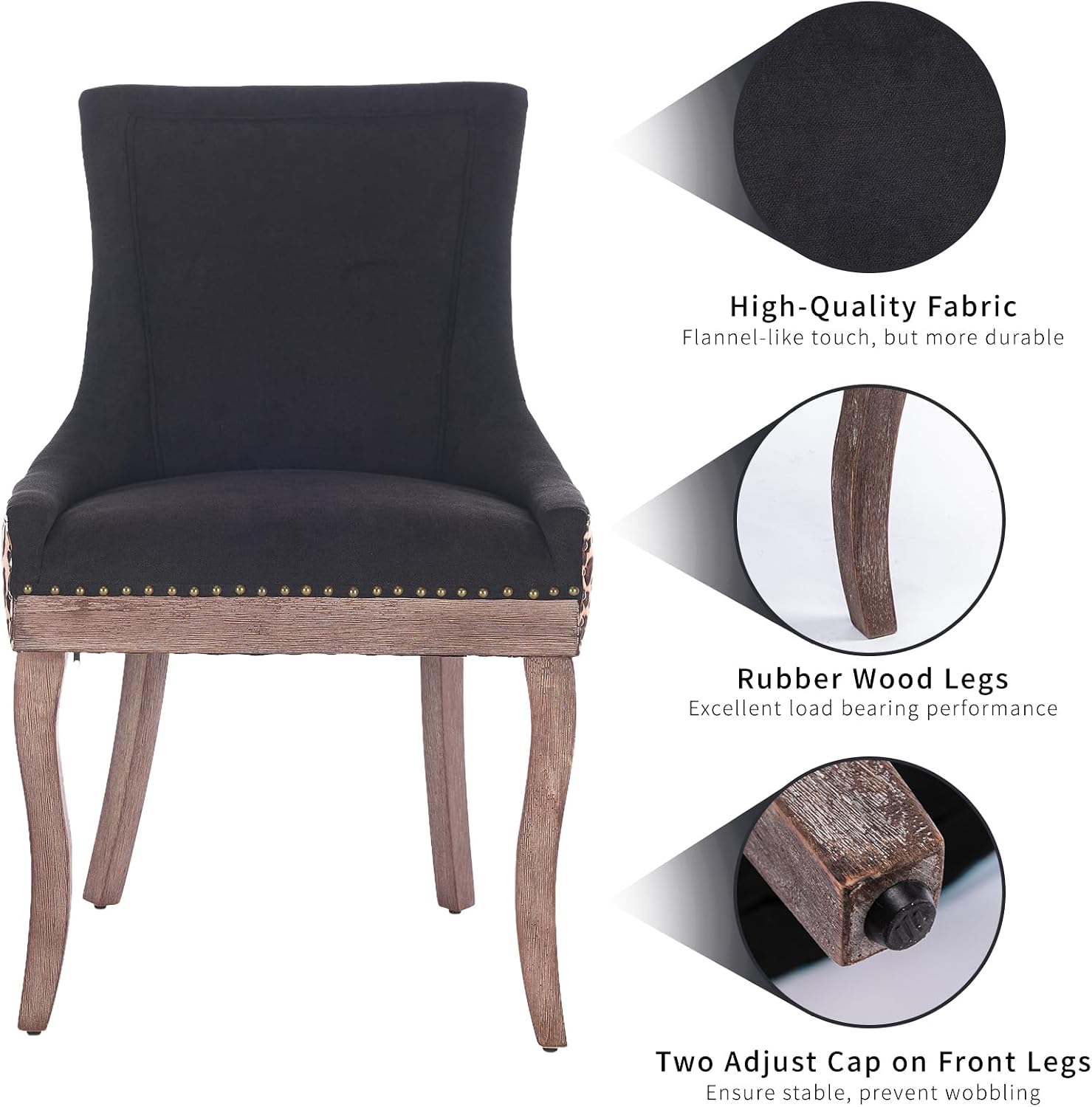 ODUSE-DAILY Dining Chairs Set of 4, Kitchen & Dining Room Chairs, Leopord Fabric Upholstered Dinning Chairs, Sillas De Comedor, Nailhead Trim, Wood Legs (Leopord, 4 Pcs)