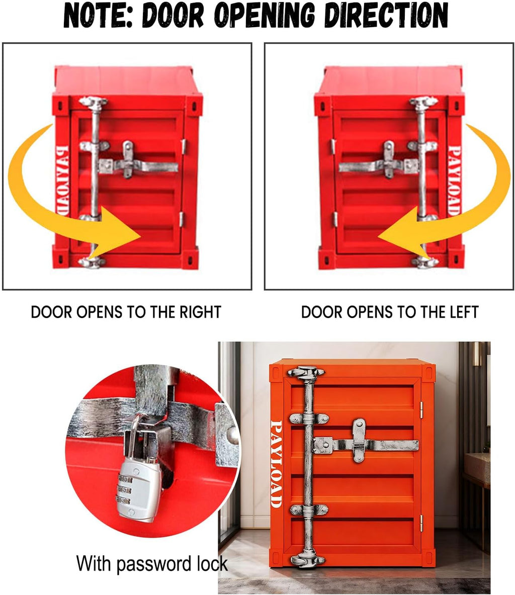 Metal Nightstand Industrial Storage Cabinet - Small Locking Container Side Table, Shipping Container Style Shelving Unit for Bedroom Living Room, No Assembly Required 新9-2 15.7"Lx15"Wx18.9"H