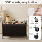StorageWorks Toy Box with Wheels for Kids, 200L Extra Large Toy Storage Chest and Organizer, 27.5" Metal Toybox with 360° Swivel Wheels for Bedroom, Kids Room, Stuffed Animal Storage, Black