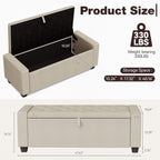 Storage Ottoman Bench, 50" End of Bed Bench with Legs,Storage Chest with Safety Hinge, Modern Entryway Benchs for Living Room, Bedroom, Entryway, Beige
