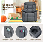 Costzon Kids Recliner Chair with Cup Holder, Adjustable Lounge Chair w/Footrest & Side Pockets for Children Boys Girls Room, Ergonomic Toddler Furniture Sofa, Kids Recliner (Grey)