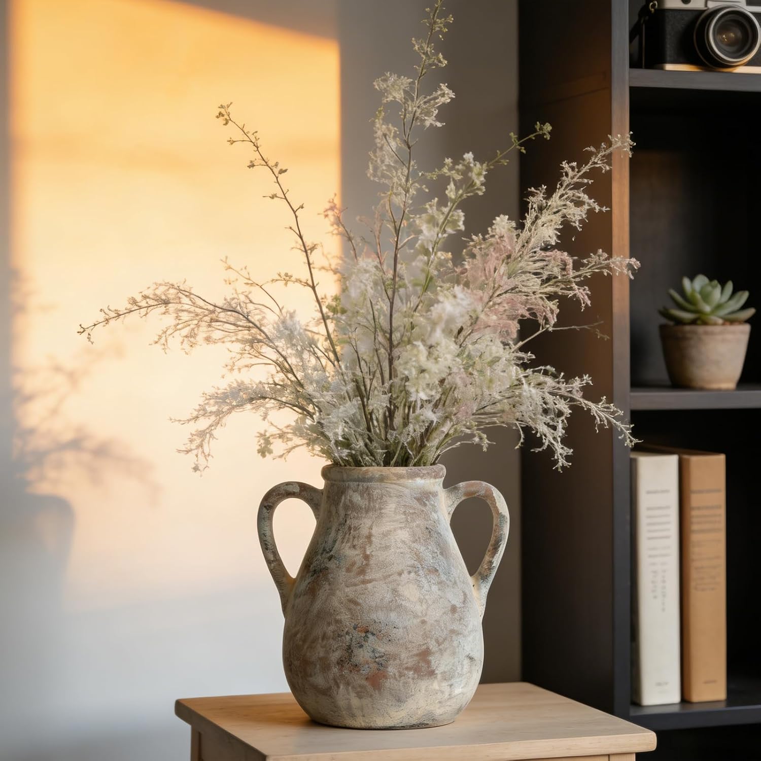 MILÖNGA Ceramic Vase Raw Terracotta Vase for Centerpieces,Modern Farmhouse Rustic Vintage Flower Vase for Pottery Barn Home Decor,Living Room,Kitchen Bedroom (Brown, 7.5 Inches)