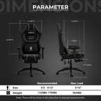 Dowinx Gaming Chair with Pocket Spring Cushion, Breathable Fabric Ergonomic Office Chair with Footrest & Massage Lumbar Support, Comfortable Reclining Chair for Long Hours Sitting, 350LBS, Black