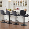 Sweetcrispy Bar Stools Set of 4, Modern Swivel Bar Chairs, Adjustable Fabric Upholstered Barstools Counter Height with Backrest for Kitchen Island, Dining Room, Black