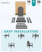 SERWALL Stackable Modern Adirondack Chairs Set of 4, HDPE Outdoor Patio Chairs with Space-Saving Design, All-Weather Fire Pit Chairs with Widened Seat for Deck, Backyard, Garden, Lawn (Grey)