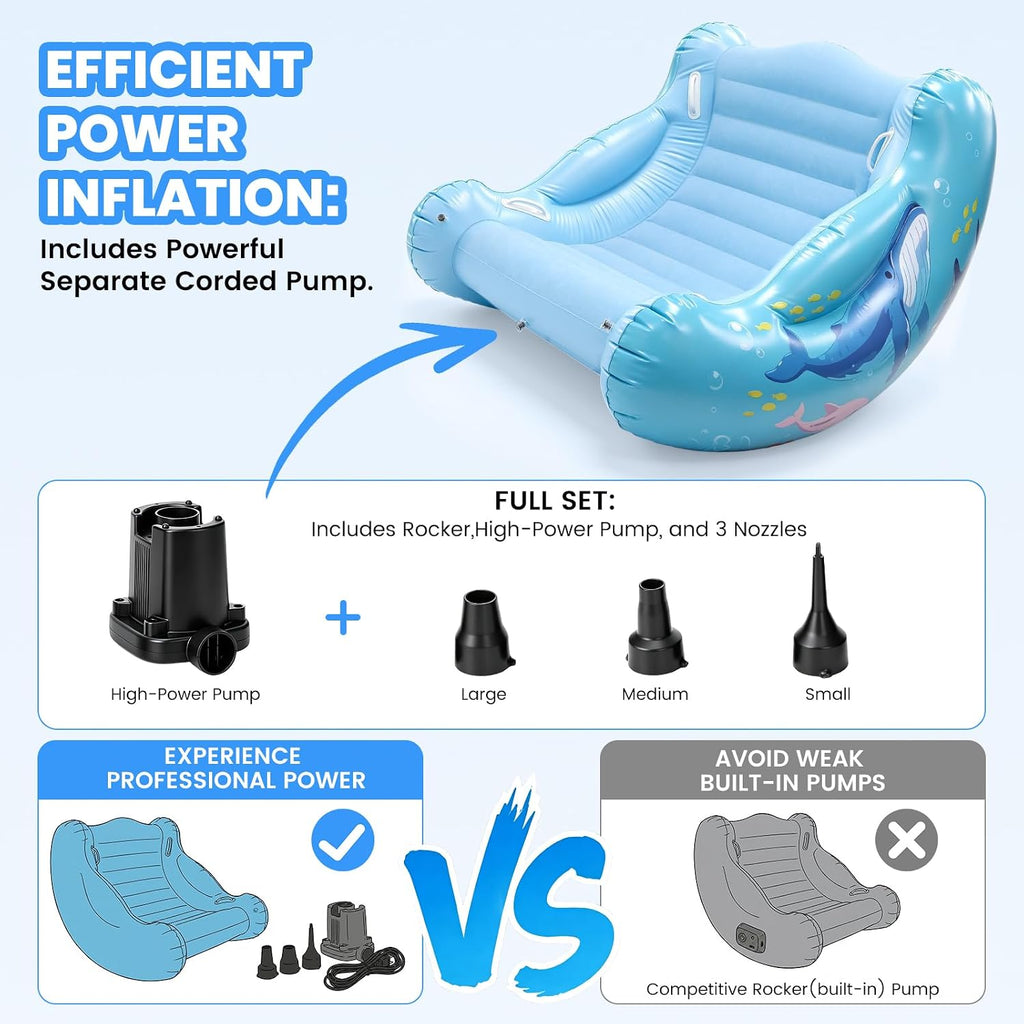 Sensory Chair for Kids, Inflatable Rocking Chair for Autism & ADHD, Cloud Rocker for Deep Pressure Therapy, Sensory Room Equipment for Toddlers Boys & Girls (Sea)