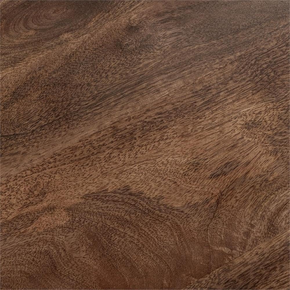 Pemberly Row Mango Wood Leather Wrap Accent End Table, Chestnut Finish, 16Wx16Dx24H, Rustic Grain Patterns, Genuine Leather Base, Round Tabletop, Elegant Modern or Rustic Living Room Furniture