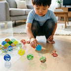 Taken All 18 Pcs 35mm Large Glass Marbles, 1.38 Inch Playing Glass Shooters Colorful Assorted Marbles for Classic Ring Game, Home Decoration, Vase Fillers - Ideal for Kids, Adults, Family, Party