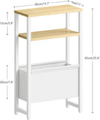 Narrow Side Table, Slim End Table with Magazine Rack, Skinny Bedside Table for Small Spaces, 3 Tier Sofa Couch Table Nightstand for Living Room, Bedroom, Natural LET503Y