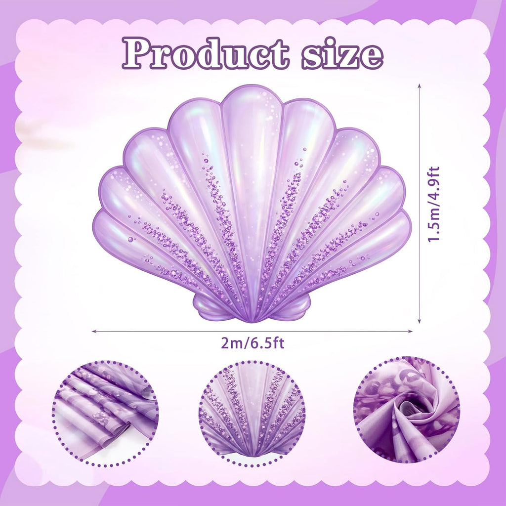 Mermaid Party Decoration 59 x 79 Inch Large Seashell Rug Under the Sea Decor Purple Pink Mermaids Floor Mat Decorative Area Rug for Mermaid Birthday Ocean Theme Photo Prop Backdrop Beach Wedding Party