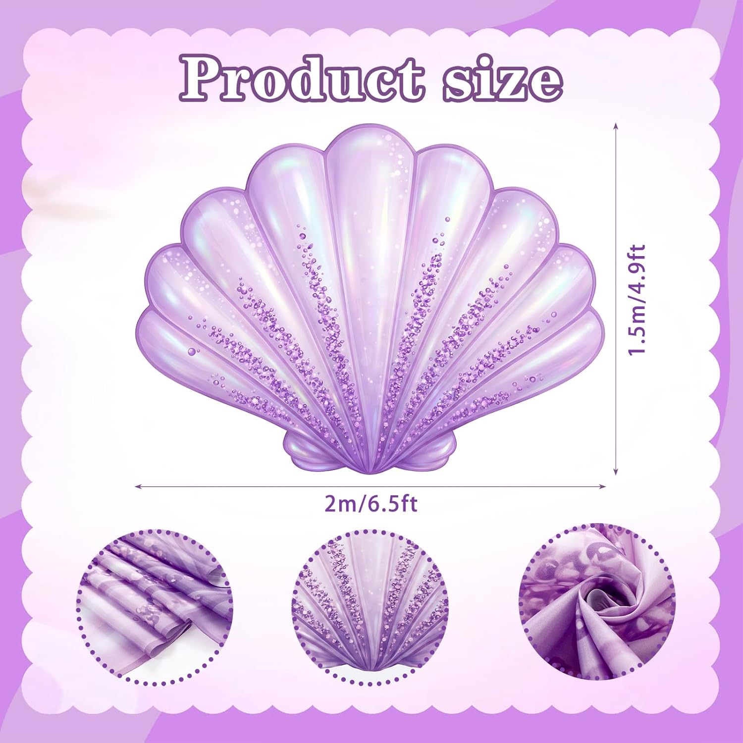 Mermaid Party Decoration 59 x 79 Inch Large Seashell Rug Under the Sea Decor Purple Pink Mermaids Floor Mat Decorative Area Rug for Mermaid Birthday Ocean Theme Photo Prop Backdrop Beach Wedding Party