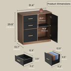 ModernMate 3 Drawer Office File Cabinet with Shelves, MDF Home Office Organizer, Compact Filing Cabinet for Bedroom Living Room, Adjustable Shelf, Anti-Tip Kit Included, 31.5" W x 13.8" D x 30" H