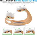 Adjustable Kneeling Chair, Wooden Ergonomic Chair Knee Chair Posture Chair - Improve Your Posture with an Angled Seat for Home,Office (Wood Color+ Pads)