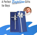 Tryuunion Baby Wall Cross Baptism Gifts for Boys, 7-inch Silver Blessing Boy Baptism Crosses for First Holy Communion Christening and Dedication Baptismal Gifts from Godparents