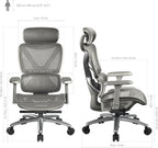 ThunderX3 XTC Ergonomic Office Chair, for Adults Gaming Chair, High Back Desk Chair, Synchronous Tilt, Self-Adjusting Lumbar Support and Backrest, Adjustable Headrest, Breathable Mesh, Grey