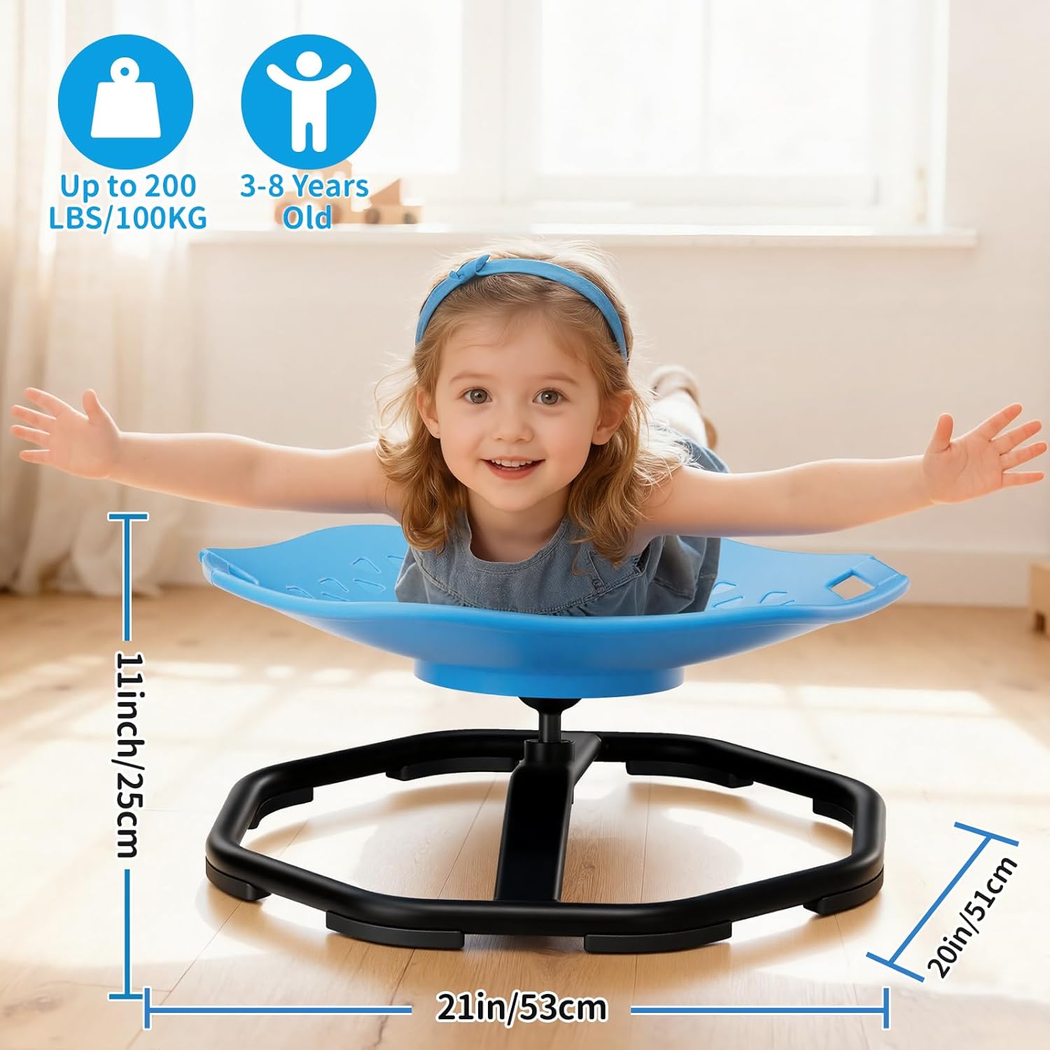 Pandapop Spinning Chair for Autistic Kids, Sensory Toy for Kids Ages 3-8 | Upgrade Handle, 360° Silent, Sit and Spin, Diamond-Shaped Reflective Panel, 220 lbs Weight Limit, Widened Metal Base