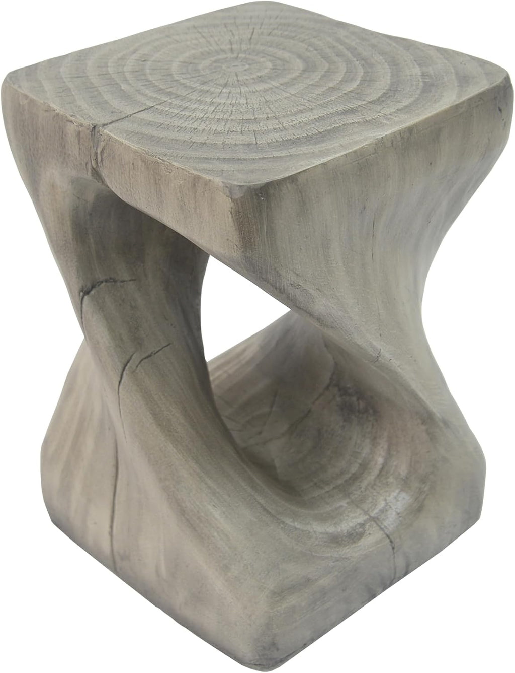 Merax Twist Shape MGO Accent Side Table, Unique Modern End Table with Wide Pedestal & Tabletop, Small Drink Tables for Living Room, Bedroom Night Stand Bedside Table, No Assembly Required, Grey