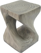 Merax Twist Shape MGO Accent Side Table, Unique Modern End Table with Wide Pedestal & Tabletop, Small Drink Tables for Living Room, Bedroom Night Stand Bedside Table, No Assembly Required, Grey